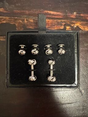 Puritan Silver Knot Cufflinks and Shirt Studs Set